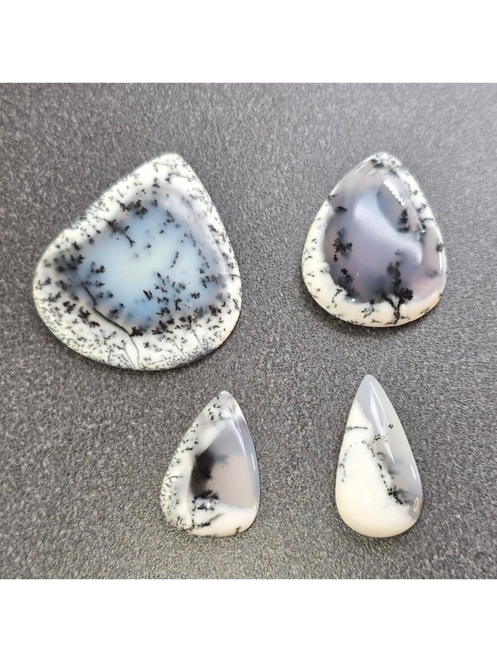 Dendritic Opal & Agate Polished Cabochons - Set Of 4 For Jewelry Making JH5011